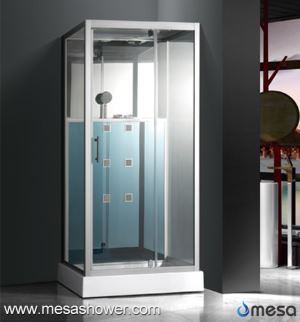 Savremeni stojeći stakleni zidni tuš kućište sa slavinom i tuš glavom