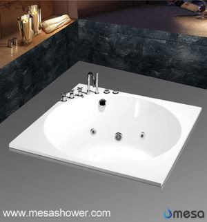 Bijela akrilna pravokutna kapica za kapanje sa hidromasažnom funkcijom